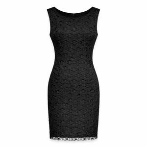 Saks Fifth Ave Black Women Dress SZ 2 Black Lace Cocktail MOB Event Eyelet